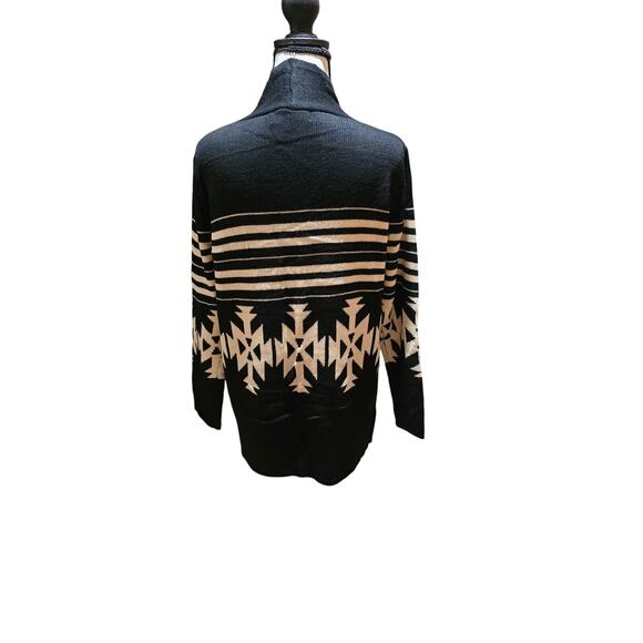 Super Line Geometric Knit Cardigan – Black – Open Front – Size S - Picture 4 of 5